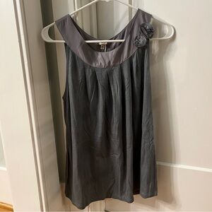 J. Crew Charcoal Sleeveless Blouse with Floral Accent